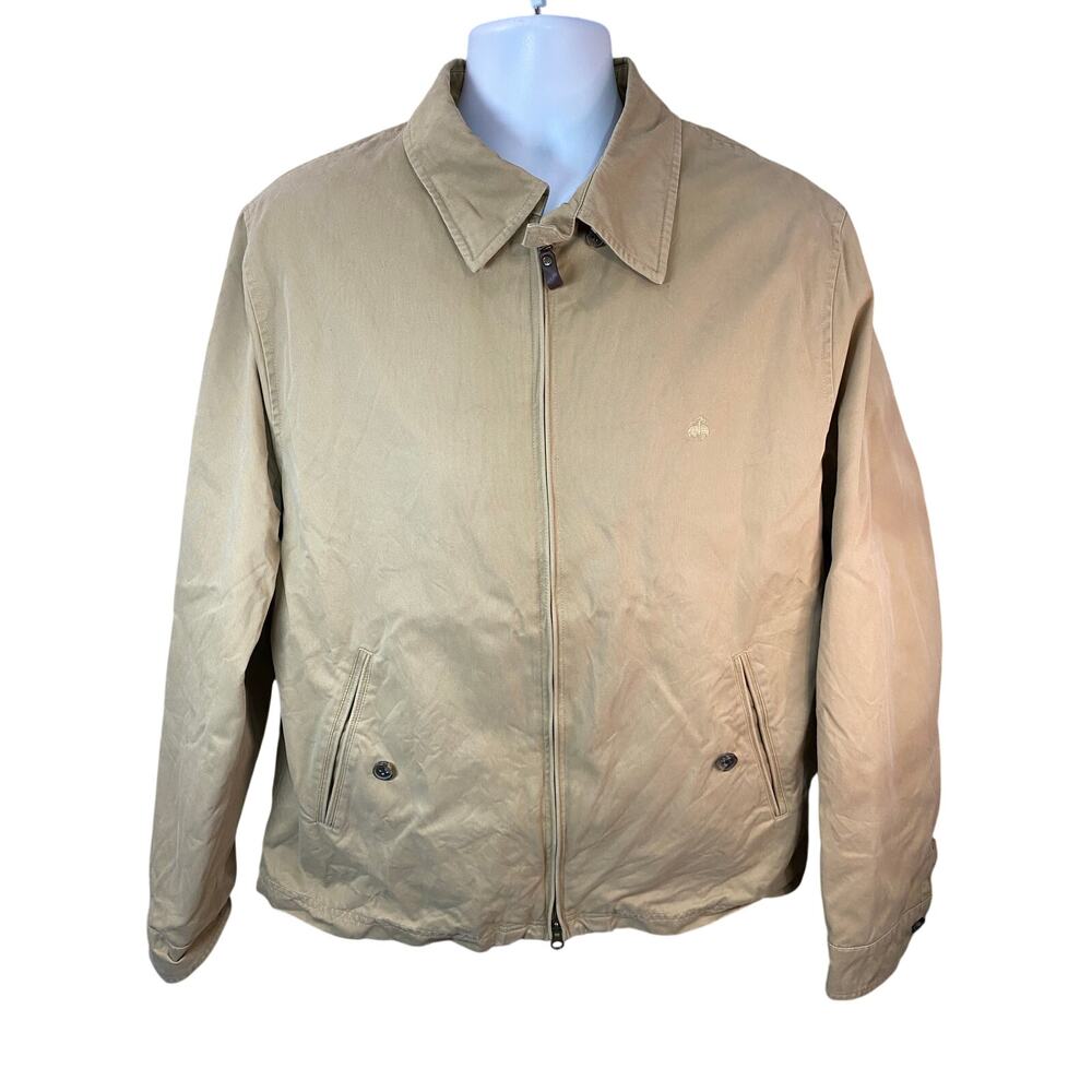 BROOKS BROTHERS Men’s XL Beige Classic Full-Zip Bomber Jacket